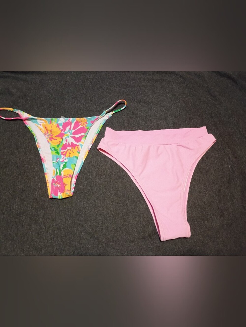Women’s 2Pc Bikini Bottoms Bundle-Pink & Floral Bikini Bottoms Sz Sm